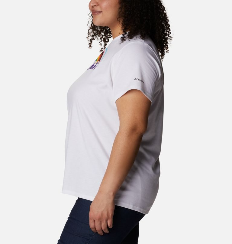 Women's Columbia Sun Trek Graphic T Shirts White | Plus Size CA-B3CA6